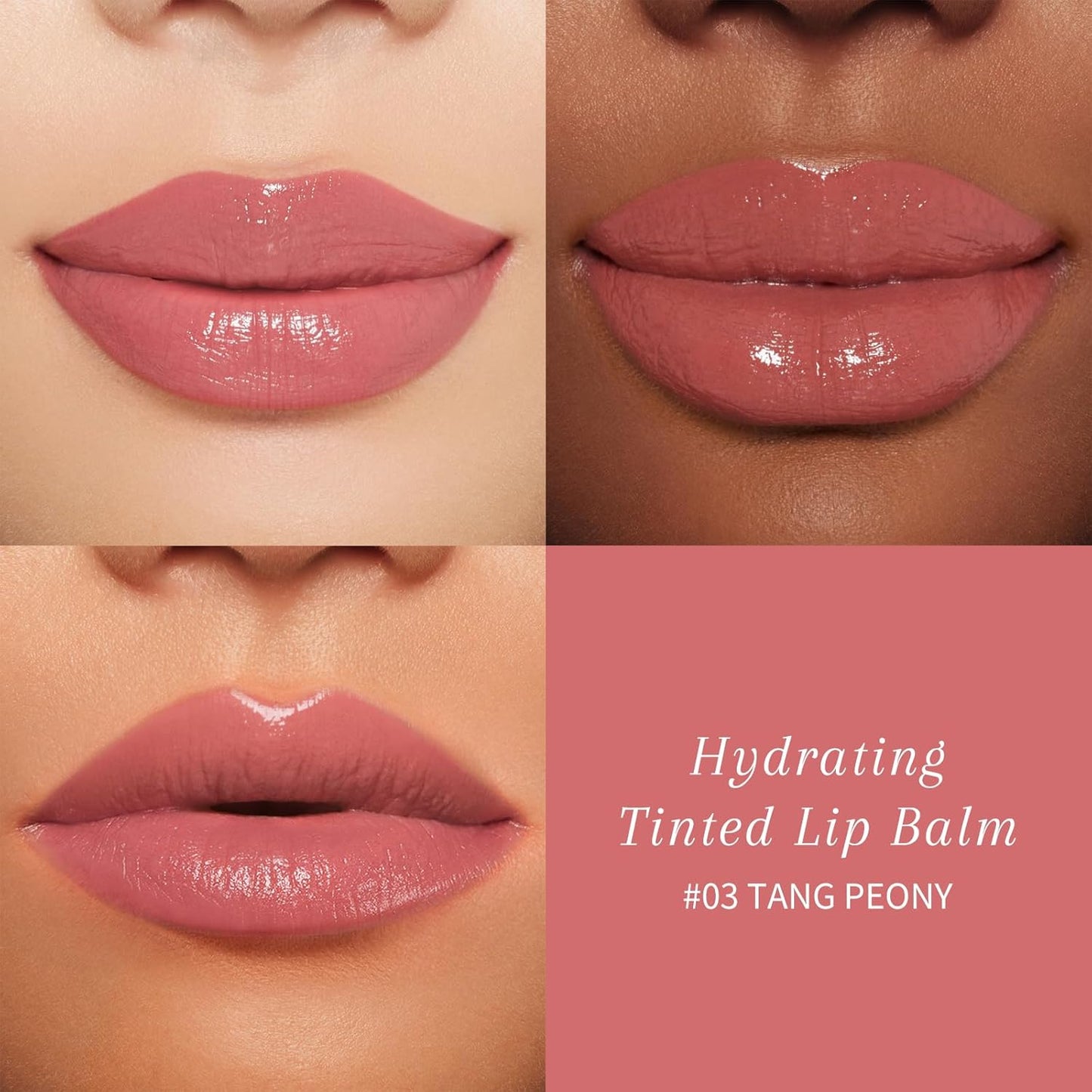 Tinted Lip Balm Plumper, Glossy, Pump Lips, Lightweight, Moisturize & Tint with Jojoba Seed Oil, Vegan Lipbalm Lip Care, Tang Peony