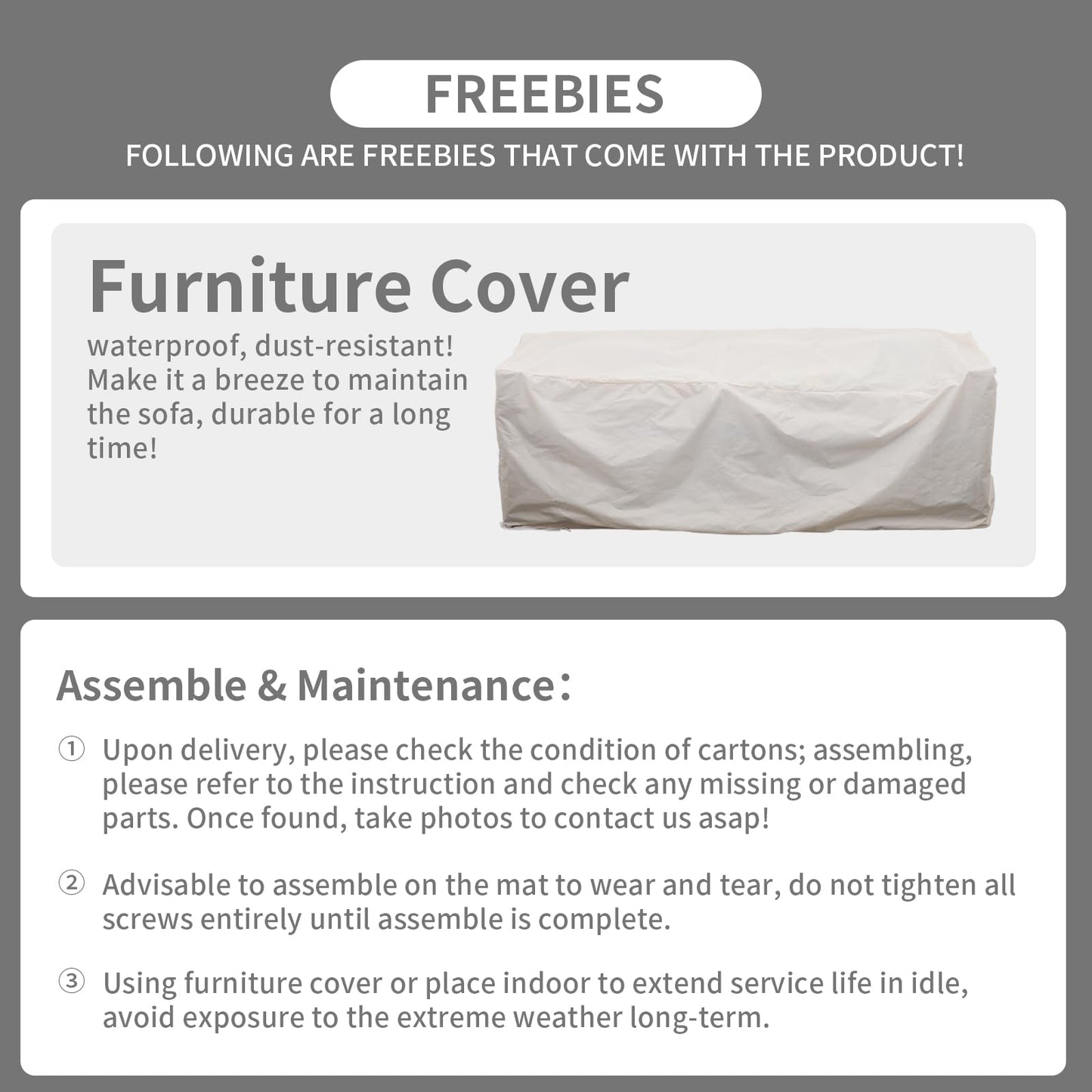 Rattaner Patio Furniture 3-seat Sofa Wicker Outdoor Furniture Outdoor Couch Deep Seat Hight Backrest Waterproof Cover Anti-Slip Cushions, Khaki