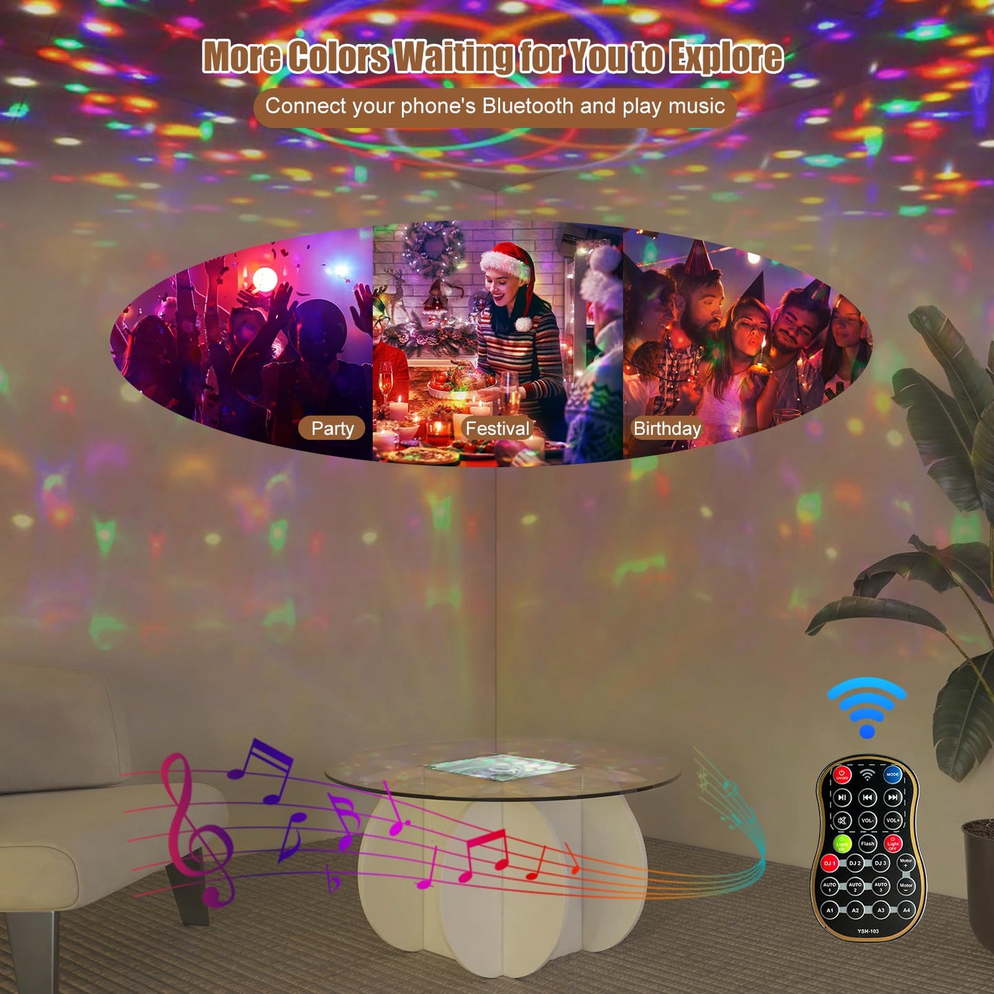 HedoAjim Round LED Coffee Table with Glass Top,Center Table with Storage for Living Room,Small Spaces, Office, and Lounge,32" White and Grey Glass Coffee Table with Smart Music Lamp