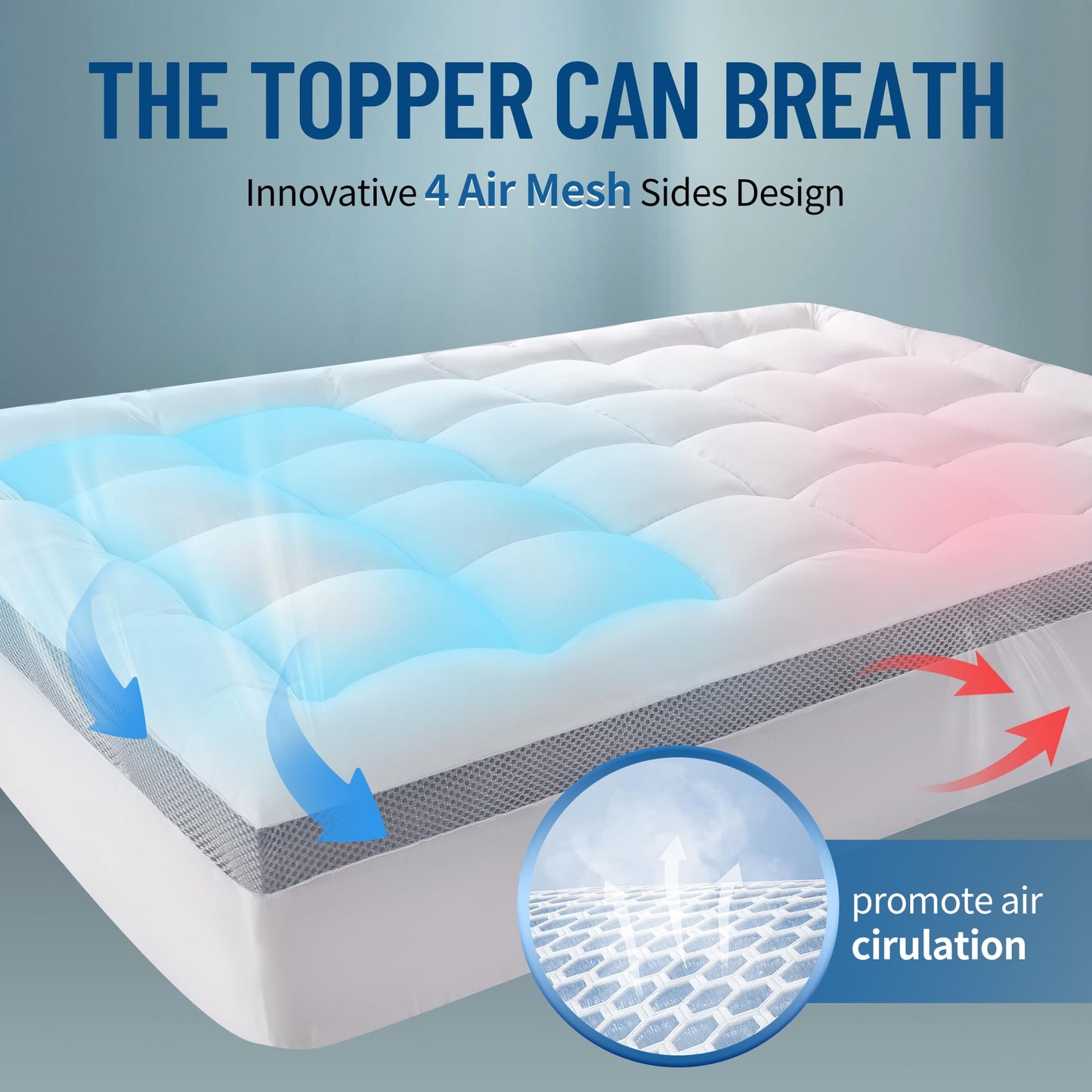 LIANLAM 2 Inch Memory Foam Mattress Topper Queen,1300GSM Ergonomic Mattress Pad for Back Pain, Extra Thick Cooling Pillow Top Mattress Topper with 8"-16" Deep Pocket(Memory Foam,60"x80")