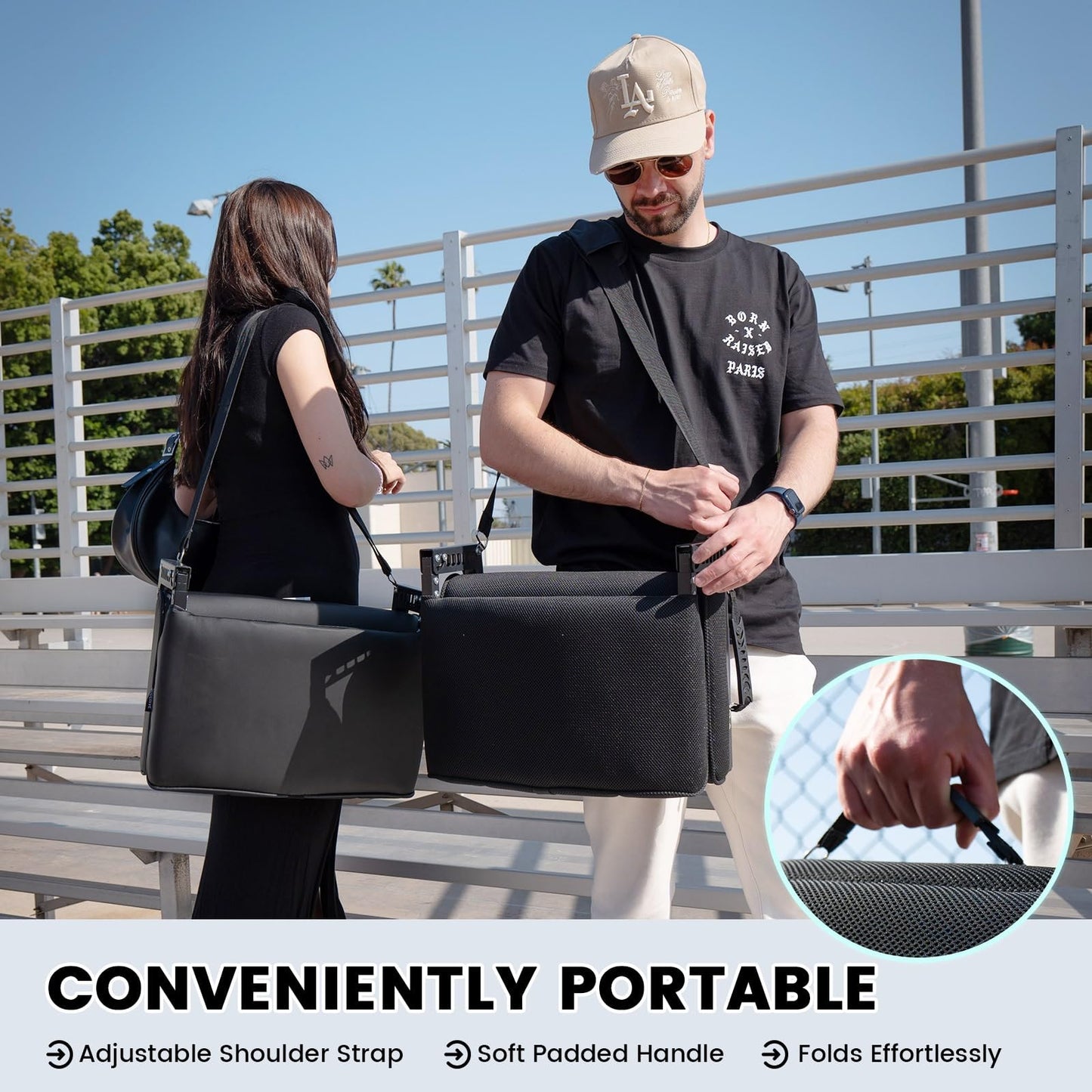 Stadium Seats with Back Support, Mesh Fabric Material Stadium Seats,Stadium Seats for Bleachers with Curved Backrest,Bleacher Chairs with Back and Cushion with Shoulder Strap,Ideal for Sports Events