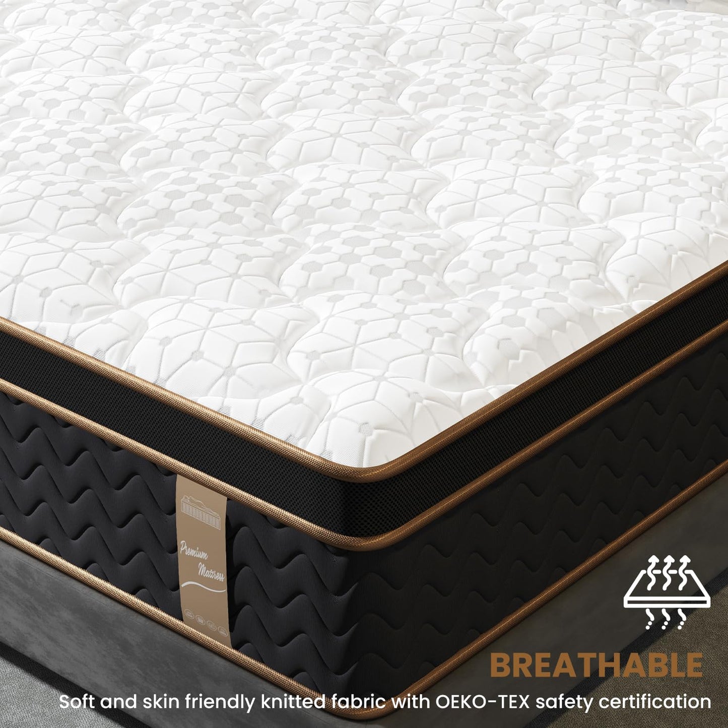 Queen Mattress 14 Inch, Cooling Hybrid Bed in a Box, Individual Pocket Springs, Motion Isolation, Targeted Hip/Shoulder/Lumbar Support, Fiberglass-Free, Ergonomic Zones, 365-Night Trial, CertiPUR-US