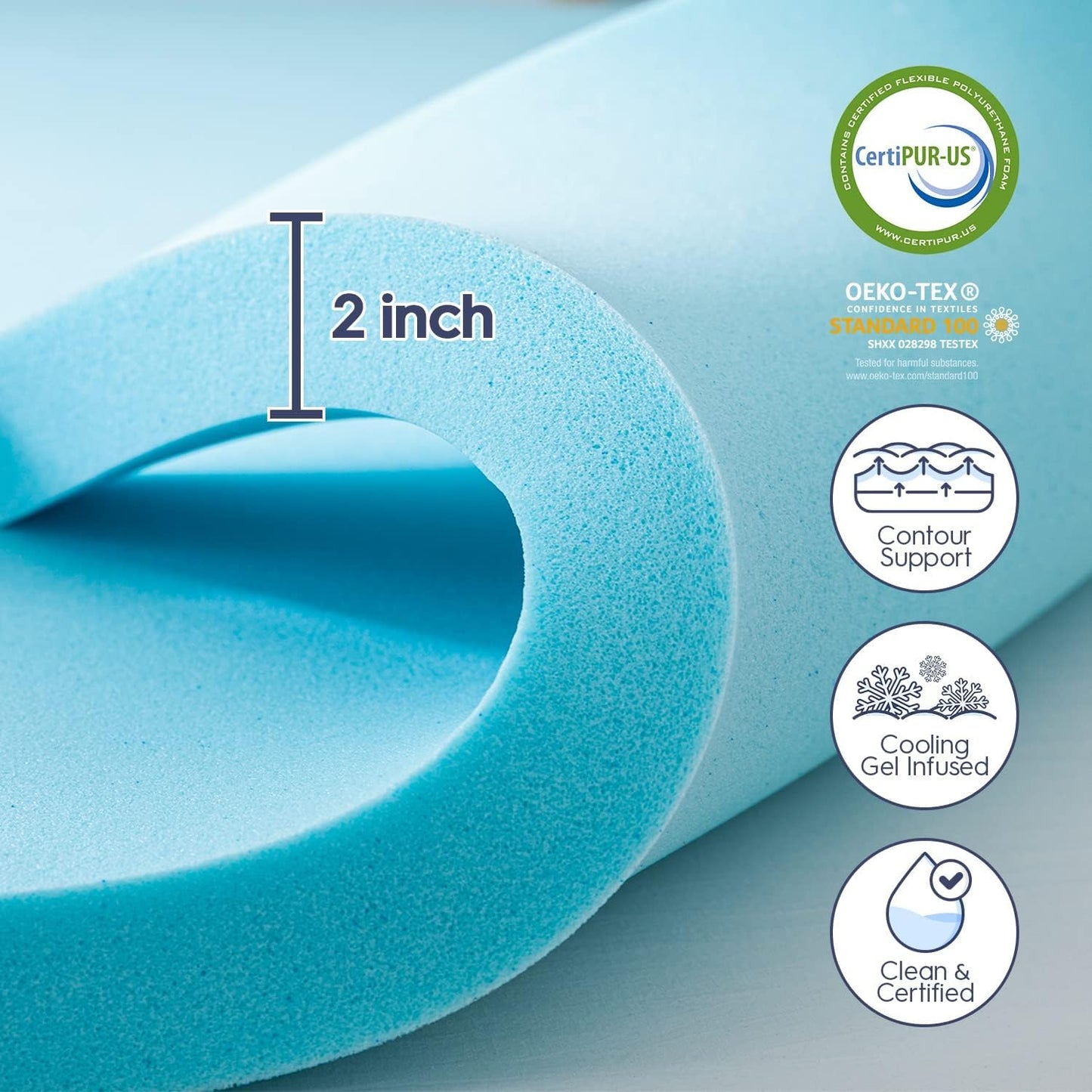 ELEMUSE Queen Size Dual Layer 3 Inch Memory Foam Mattress Topper, 2 Inch Cooling Gel Memory Foam and 1 Inch Thick Soft Pillow Top Mattress Pad Cover for Back Pain Relief, Bed Topper for Side Sleep