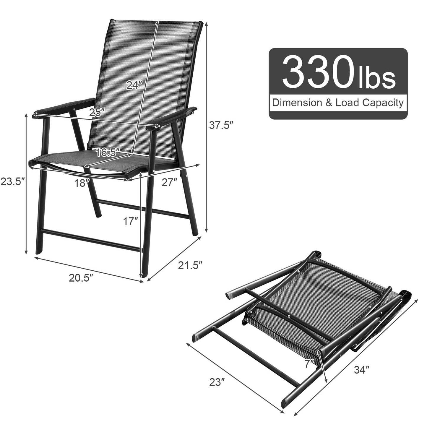 S AFSTAR Folding Chairs for Outside, Outdoor Patio Chairs Set of 4, Patio Dining Chairs with Armrests, Foldable Outdoor Chairs for Lawn Deck Backyard Porch, Folding Chairs for Adults