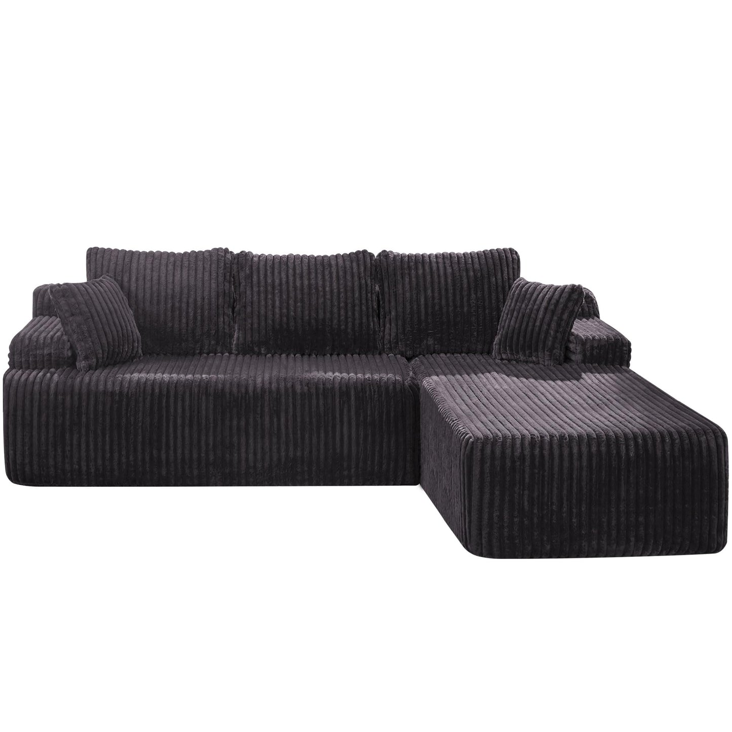 Hobestluk Modular Sectional Sofa Couches 108" L-Shape Couch 3 Seat Modular Sofa Memory Foam Sectional Couches for Living Room, Boneless Couch with Oversized Chaise (Grey, Right Facing)