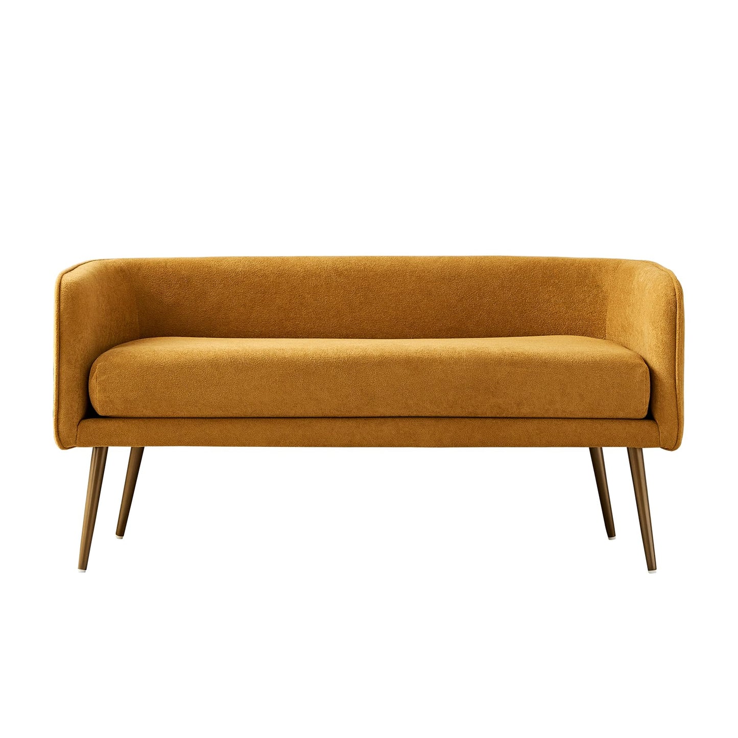 Forshare Bedroom Bench and Entryway Bench with Low backrest and armrests, Yellow Fabric,Inside Sturdy Metal Frame