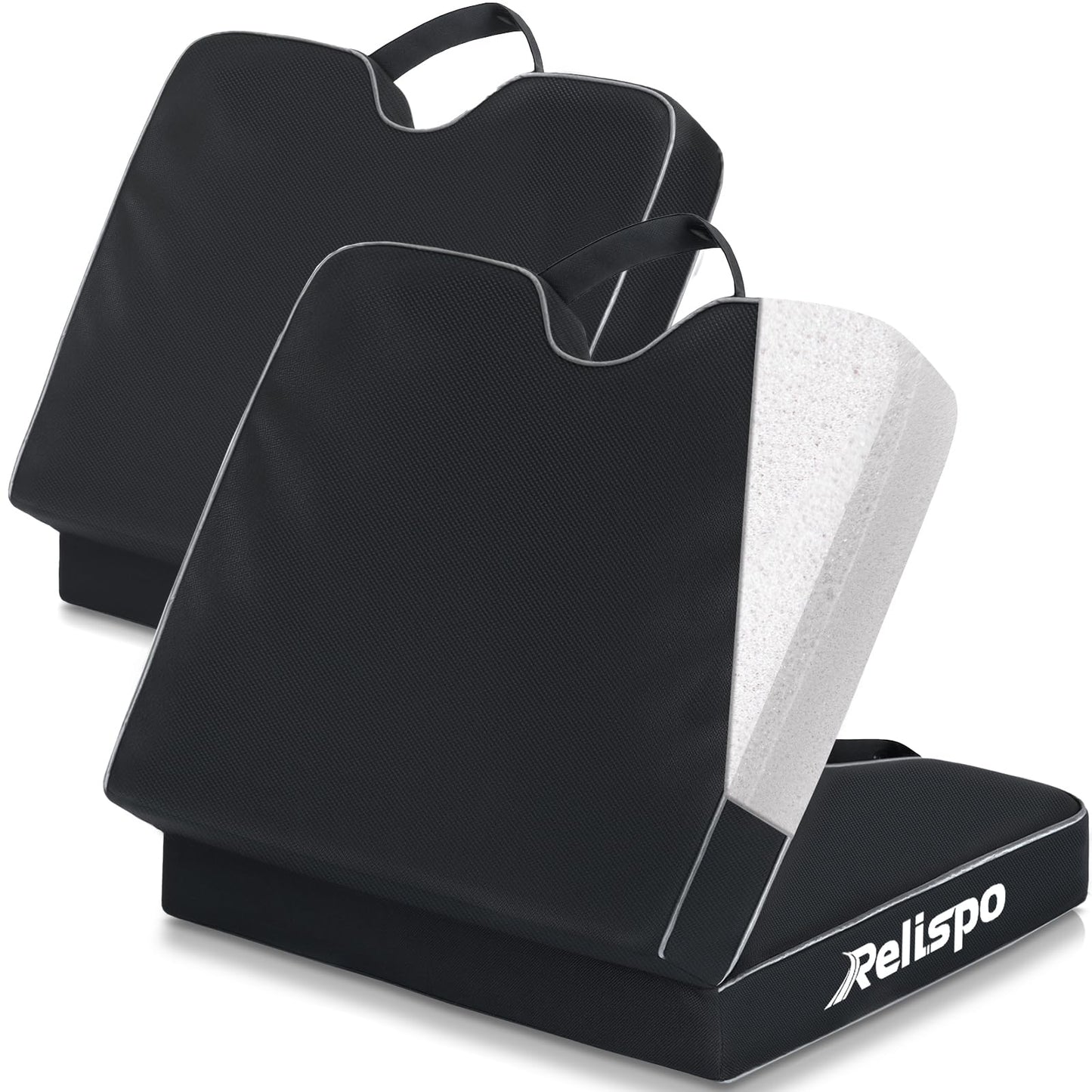 Relispo 3-in-1 Stadium Seat Cushion, Premium Memory Foam & High-Density Foam Bleacher Cushion, Anti-Slip Waterproof Portable Stadium Cushion for Bleachers, Sports Events, Camping (2 Packs)