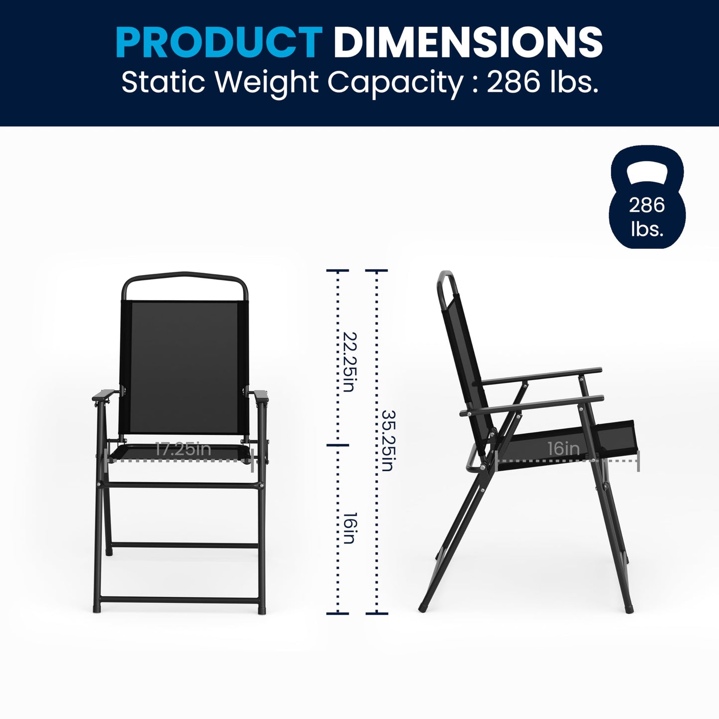 Flash Furniture Nantucket 6-Piece Patio Dining Set with Glass Table, 4 Folding Chairs, and Umbrella, Outdoor Patio Set, Black