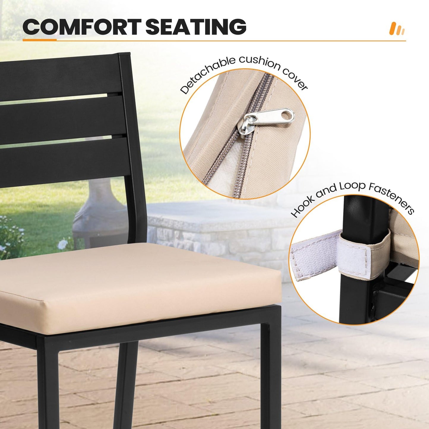 Crestlive Products Outdoor Bar Stools Set of 2, Patio Counter Height Barstools with Cushions, Tall Chairs with Back and Footrest for Deck, Lawn, Garden, Backyard, Poolside, Or Indoor Use (Beige)