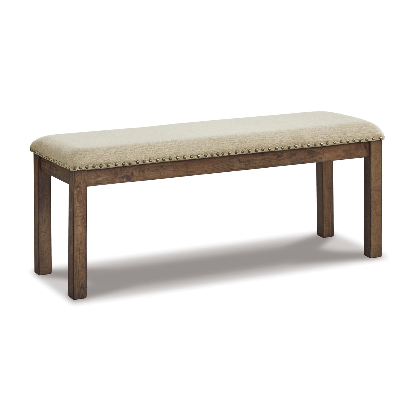 Signature Design by Ashley Moriville Casual Rustic Upholstered Dining Bench, Grey & Brown