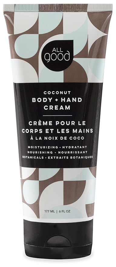 All Good Hand & Body Lotion - Moisturizing Organic Lotion for Dry Skin, Hands & Body - Essential Oils, Calendula, Cocoa Butter - Non-Greasy Body Butter, 6 fl oz (Coconut)