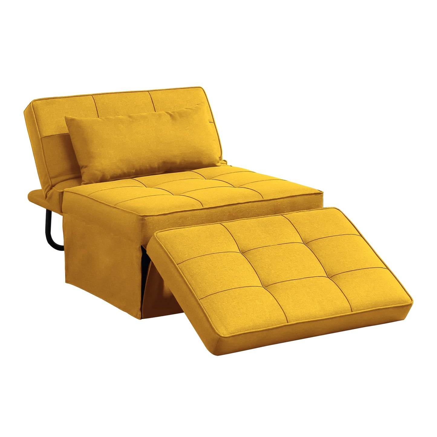 BIGSYY Sofa Bed, 4 in 1 Multi-Function Folding Ottoman Breathable Linen Couch Bed with Adjustable Backrest Modern Convertible Chair for Living Room Apartment Office, Yellow
