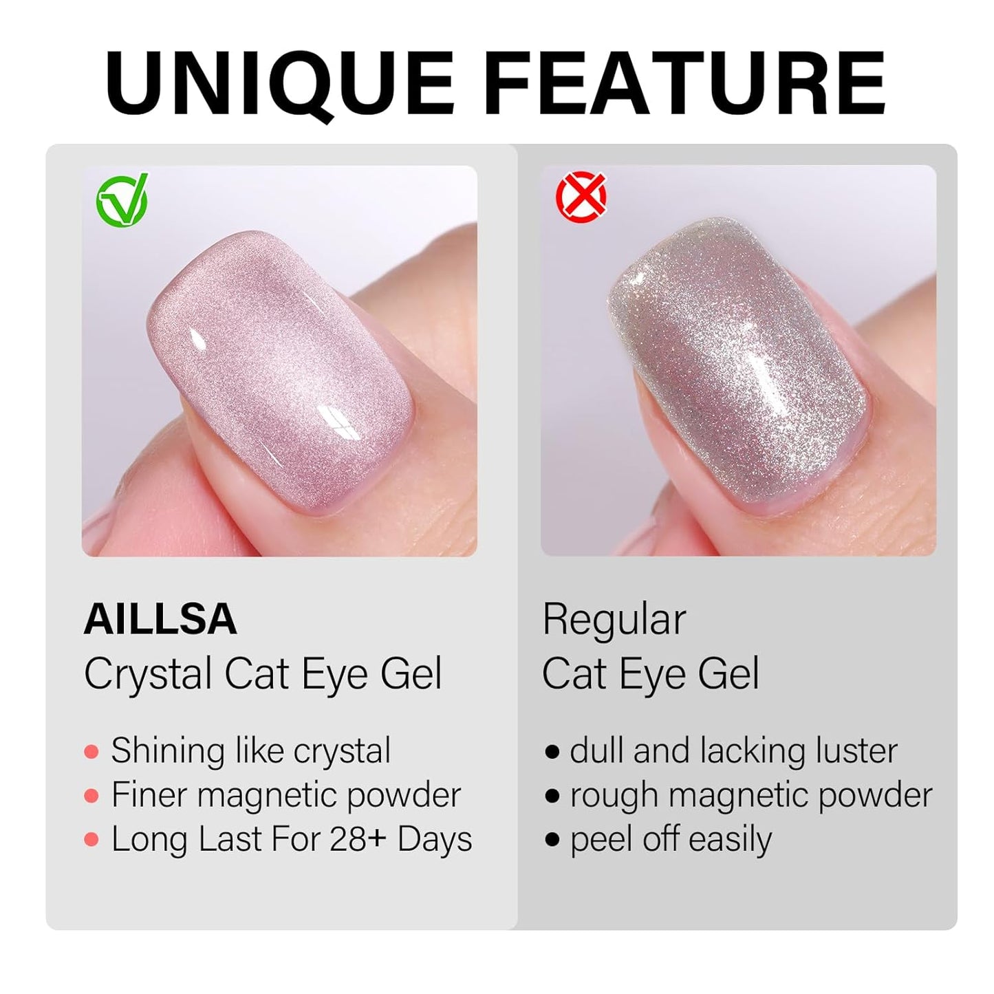 AILLSA Cat Eye Gel Nail Polish Nude Glitter Crystal Polish with Magnet, Jelly Glass Holographic Nail Polish Pearl Shimmer Reflective Translucent Color U V Gel Salon DIY at Home 0.5 OZ GF30