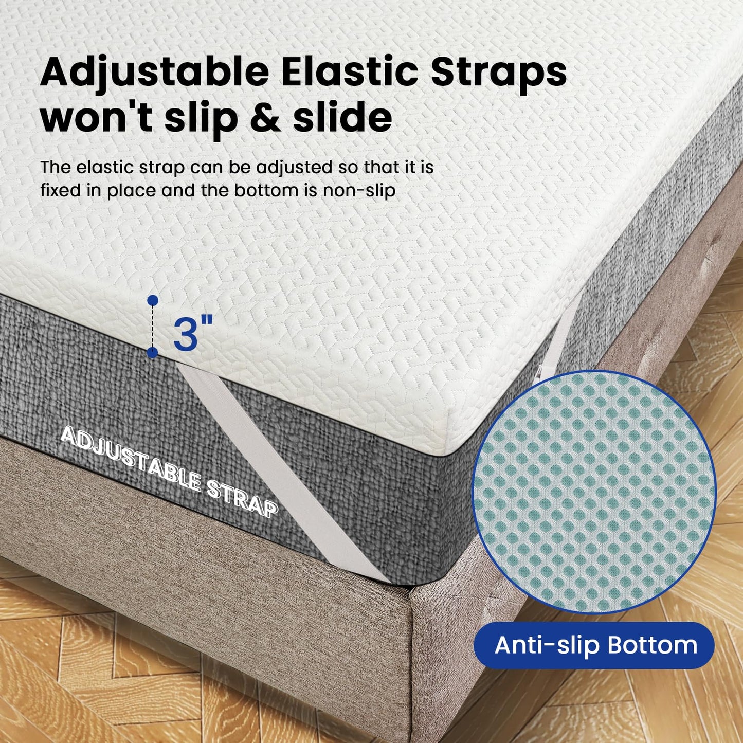 Czpalo 3 Inch Gel Memory Foam Mattress Topper Queen, Cooling Mattress Topper with Removable & Washable Bamboo Cover, CertiPUR-US Certified