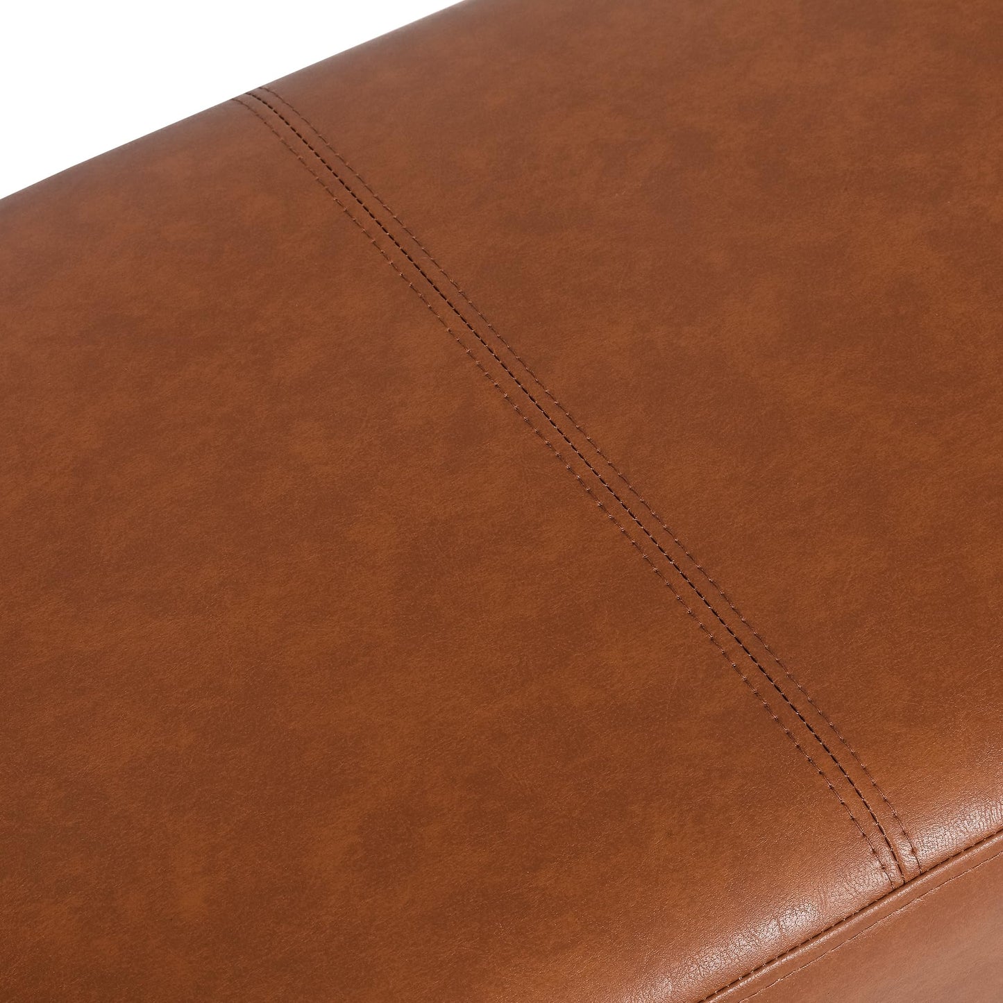 Joveco 32" Leather Storage Ottoman Bench, Rectangle Foot Rest Stool for Living Room, Bedroom, Entryway, Cognac Brown