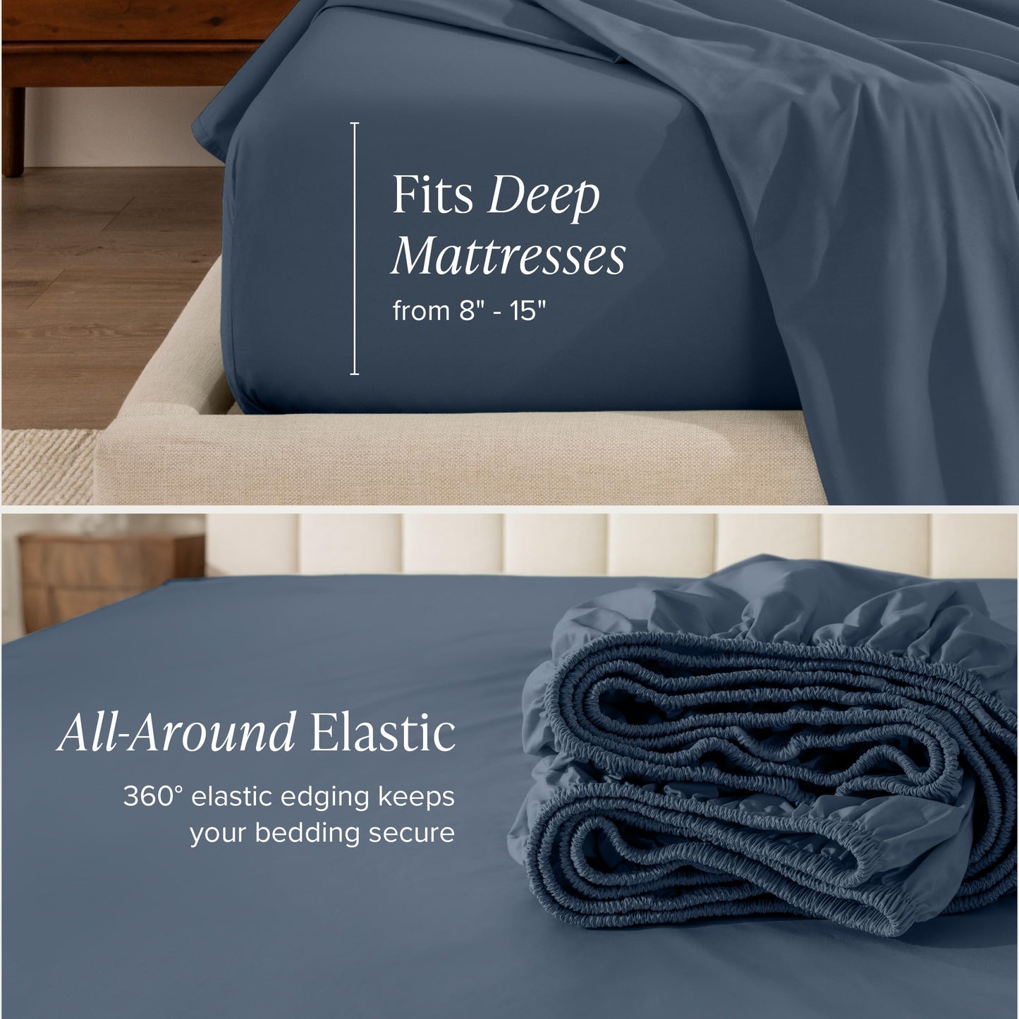 Bare Home 100% Organic Cotton Split King Sheet Set - Crisp Percale Weave - Lightweight & Breathable - Bedding Sheets & Pillowcases (Split King, Bering Sea)