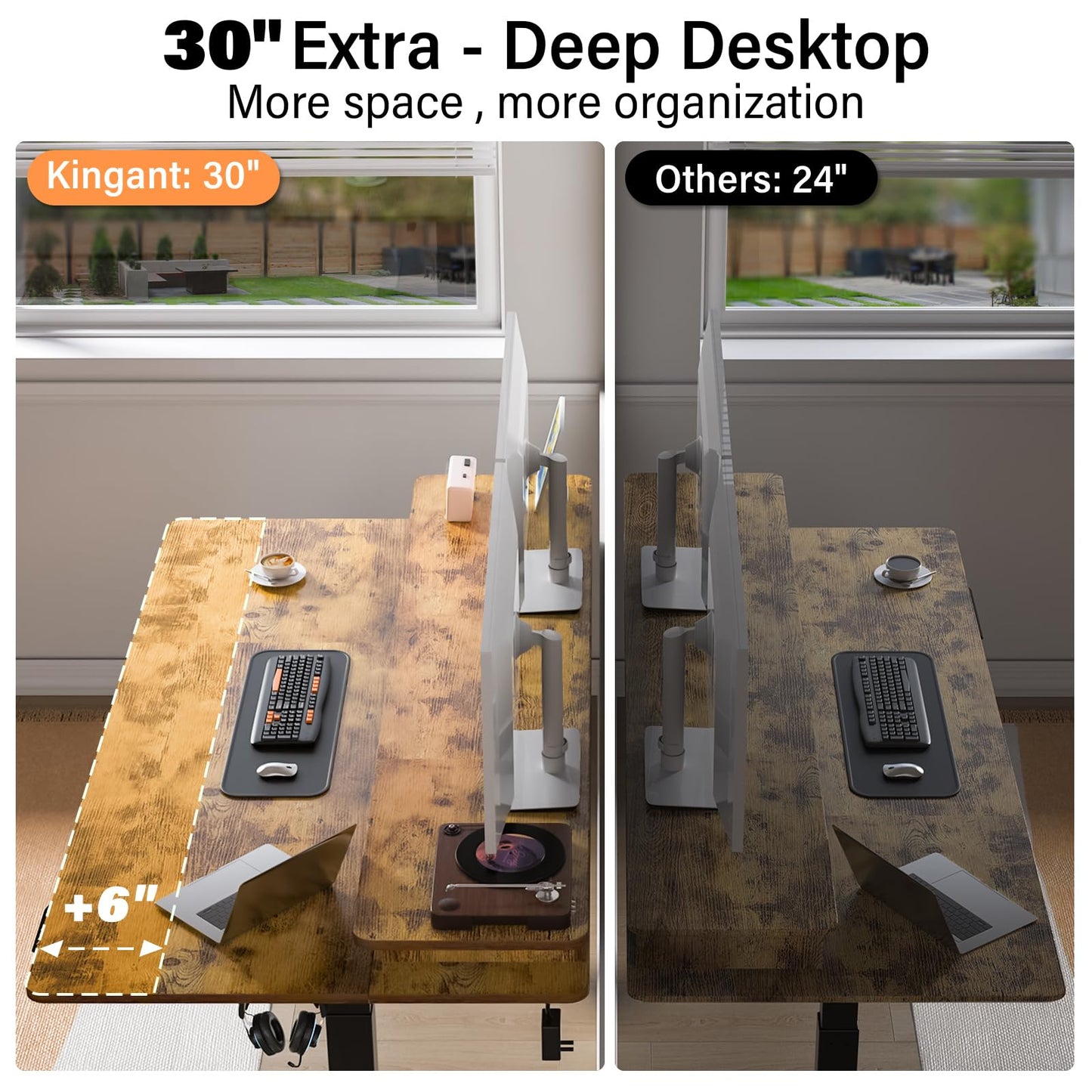 Electric Standing Desk with Drawers & USB Charging Port, 63''x 30''Adjustable Height Sit Stand Up Widened Desktop Desk, Computer Office Desks with Storage for Home Workstation, 3 Memory Height Preset