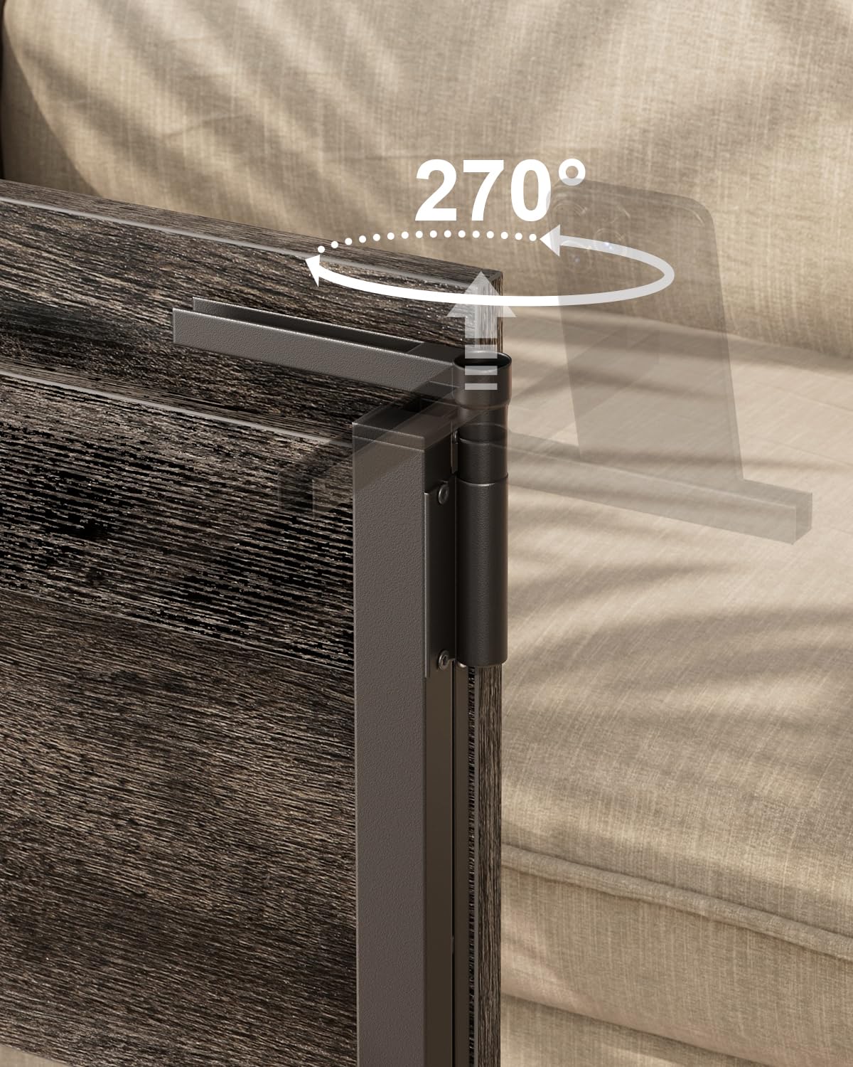 Tatub 24" Folding TV Tray Table, Foldable C Shaped End Table for Couch, TV Dinner Tray with Cup Holder, Small Sofa-Side Laptop Desk for Living Room Bedroom, Dark Gray