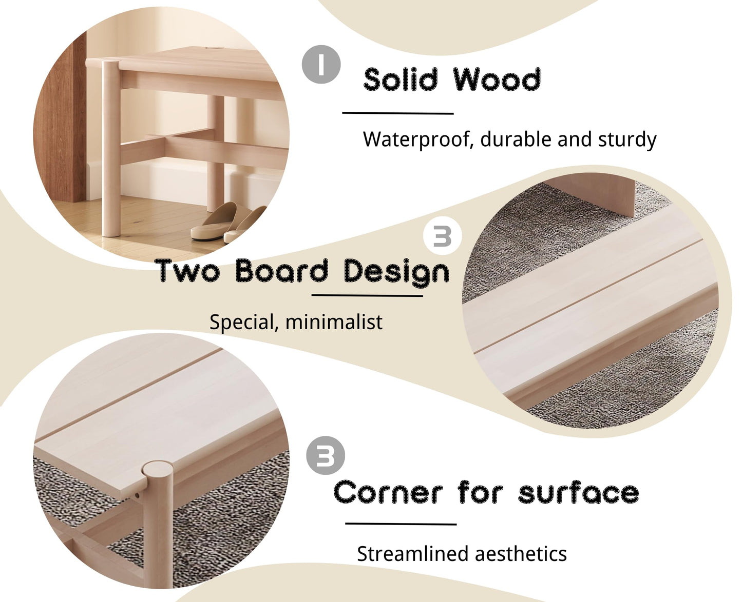 EALSON Solid Wood Bench Modern Farmhouse Entryway Bench 55” Long Dining Benches Seat End of Bed Benches for Bedroom, Kitchen, Hallway, Living Room, White Wash