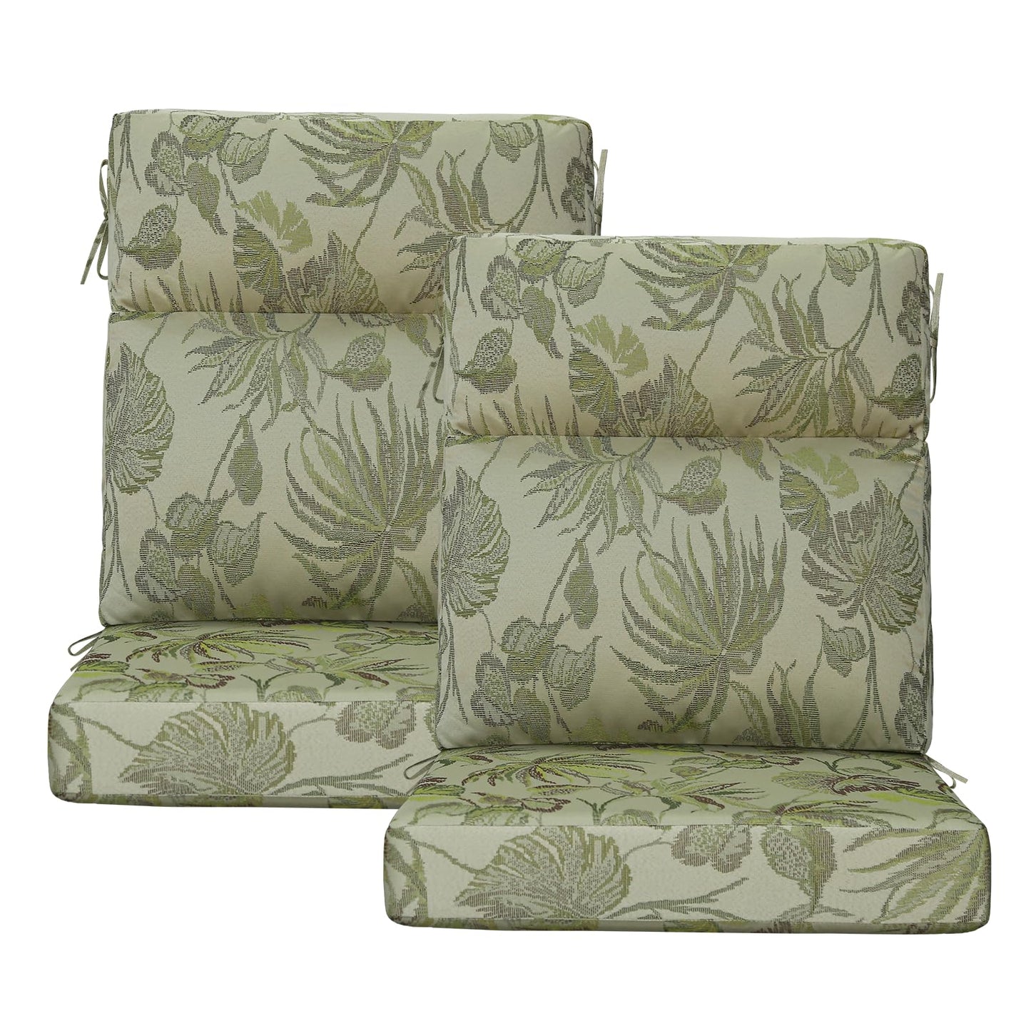 Supdurplus Outdoor High Back Chair Cushion, 2 Pack 44x21 inches Patio Chair Cushions Water Repellent Rocking Cushions Indoor Furniture Seat Pad, Dark Green Vine