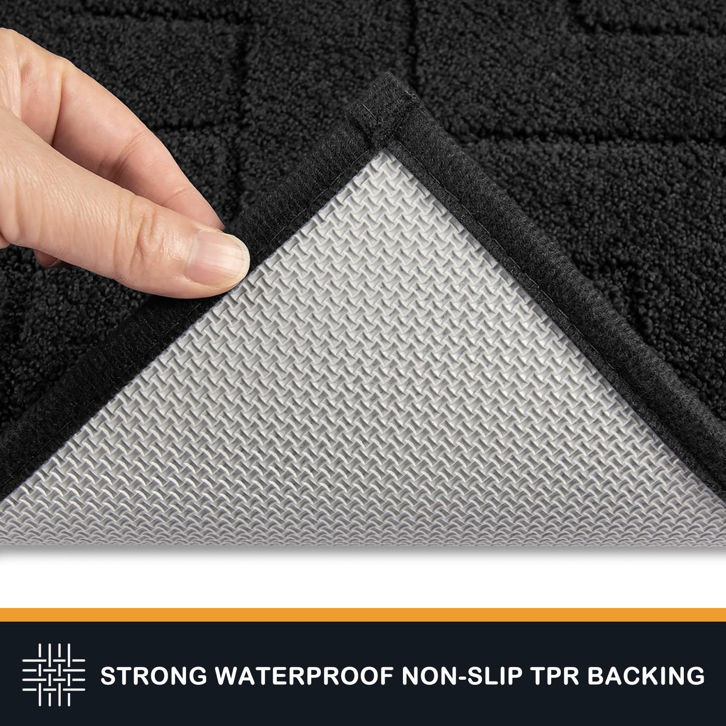 PURRUGS Dirt Trapper Door Mat 24" x 35.5", Non-Slip Machine Washable Entry Rug, Shoe Scraper, Dog Doormat, Super Absorbent Welcome Mat for Front & Back Door, Muddy Wet Shoes & Paws, Black