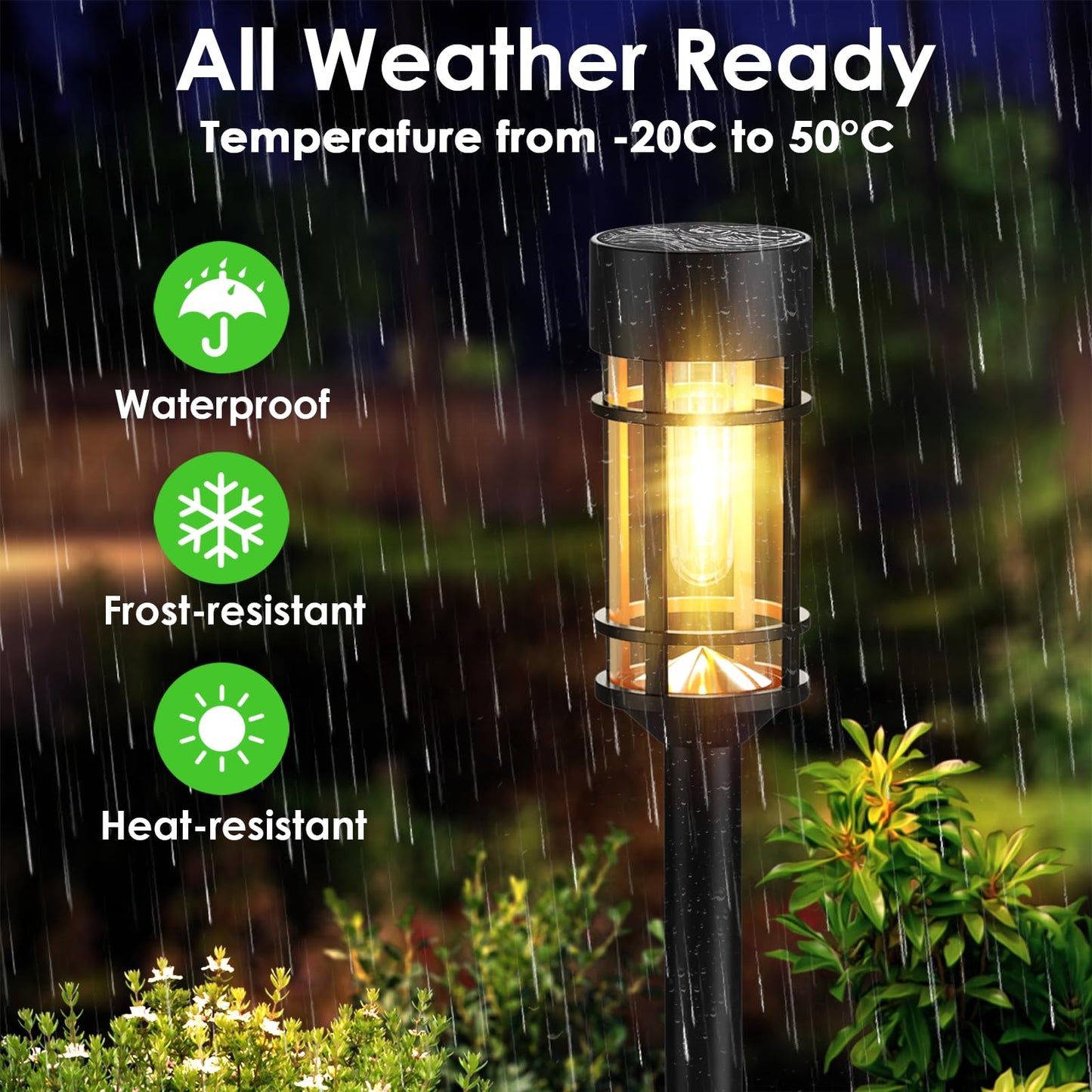 Mancra 8 Pack Solar Pathway Lights Outdoor, LED Solar Garden Lights Glass Stainless Steel Up to 12 Hrs Outdoor Lights for Landscape Lawn Yard Walkway Driveway