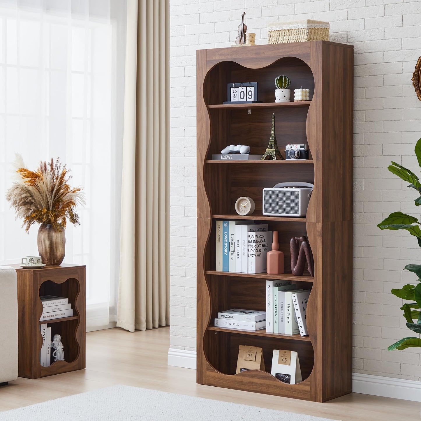 YZRSTY 71" Tall Bookshelf, 6 Tier Large Wooden Book Shelf, Modern Freestanding Bookshelves and Bookcases, Unique Bookcase Display Storage Shelves for Living Room, Bedroom, Classroom, Office, Library