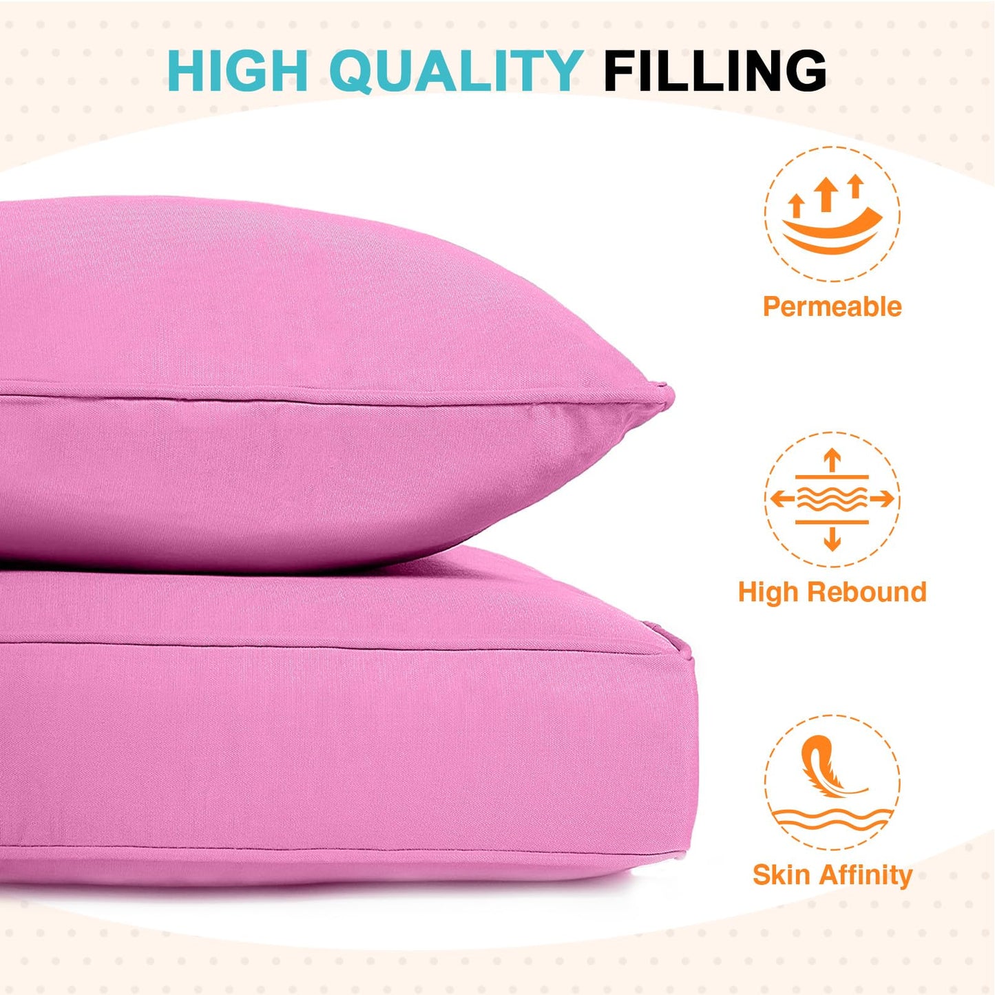 EAGLE PEAK Outdoor Deep Seat Patio Seat Cushion Set, 25 x 25 x 5 inch, 2-Piece Back Chair Cushion, Set of 2, Pink