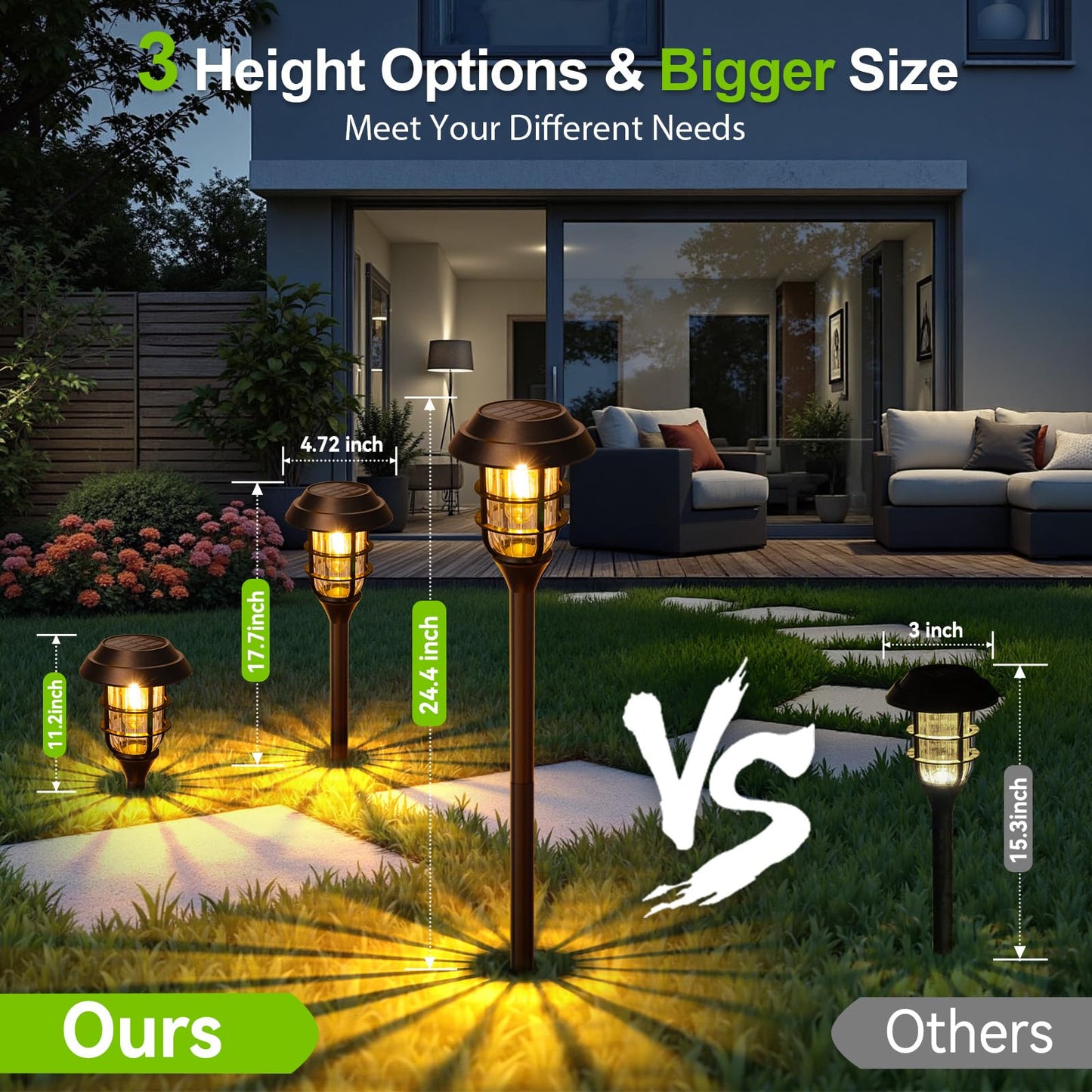 LETMY Solar Pathway Lights Outdoor, 8 Pack Bright Solar Lights Outdoor, IP65 Waterproof Auto On/Off Solar Garden Lights Solar Powered Landscape Lighting for Yard Patio Walkway Driveway