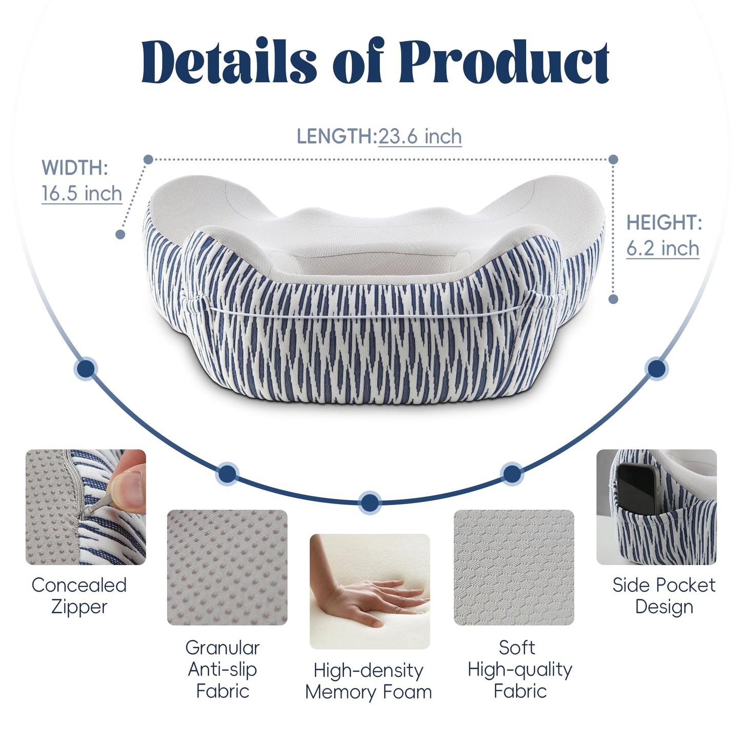 Polyaround Reading Pillow for Lap, Portable Desk Pillow for Laptop, Memory Foam Lap Desk Pillow for Reading, Gaming, Crocheting, Resting, Working in Bed, Car, Sofa, Floor and More