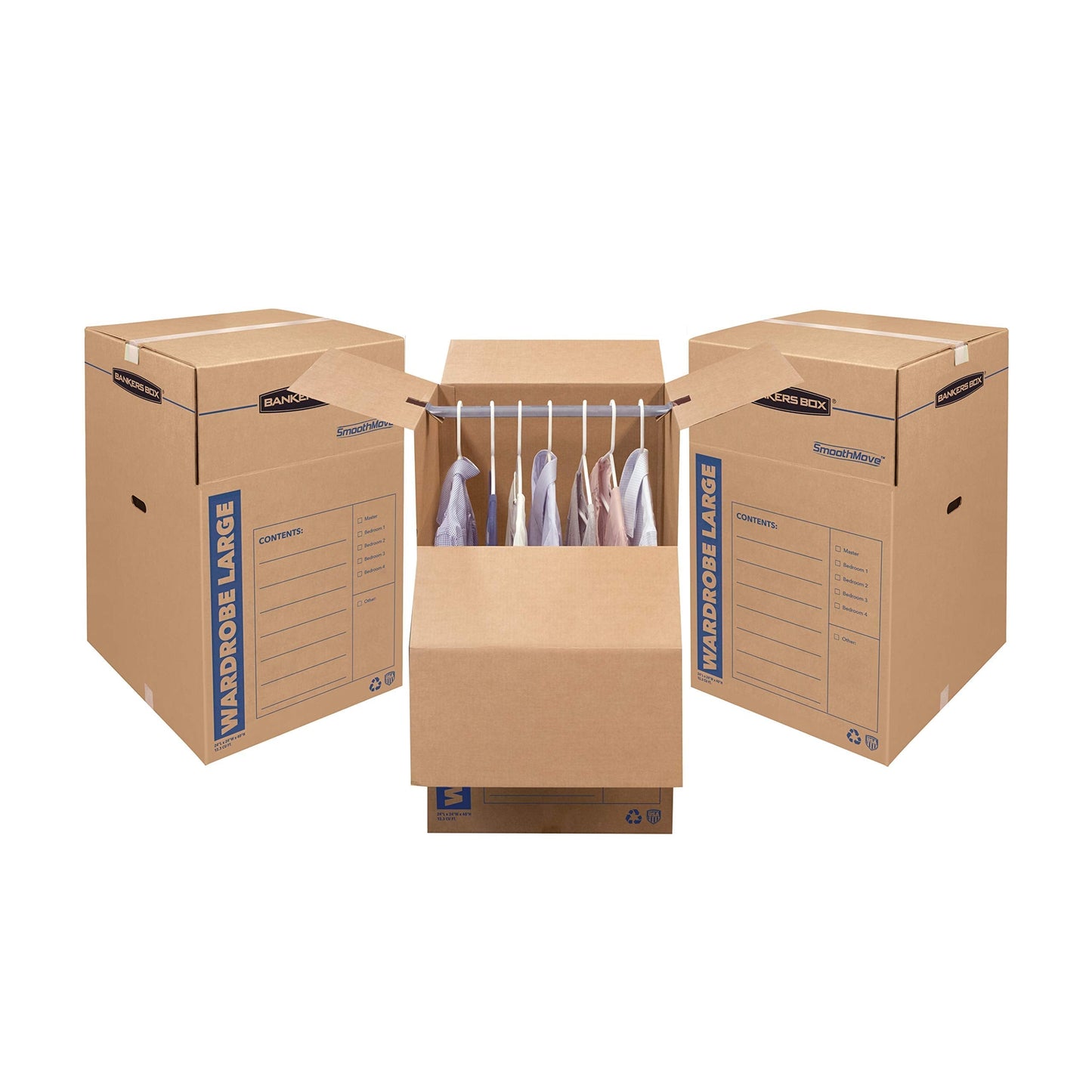Bankers Box Tall Wardrobe Box 3 Pack, 24-in x 24-in x 40-in (7711001)