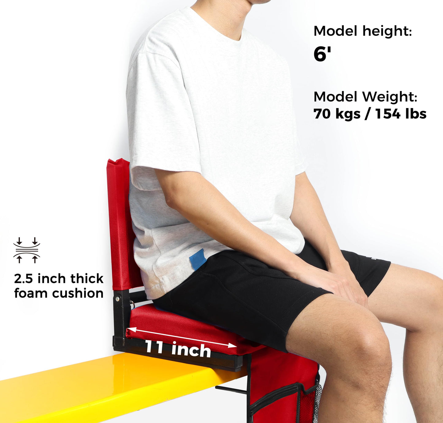 Stadium Seats with Back Support Bleacher Chairs with Back and Cushion Thick Padded Bleacher Seats Includes Shoulder Strap
