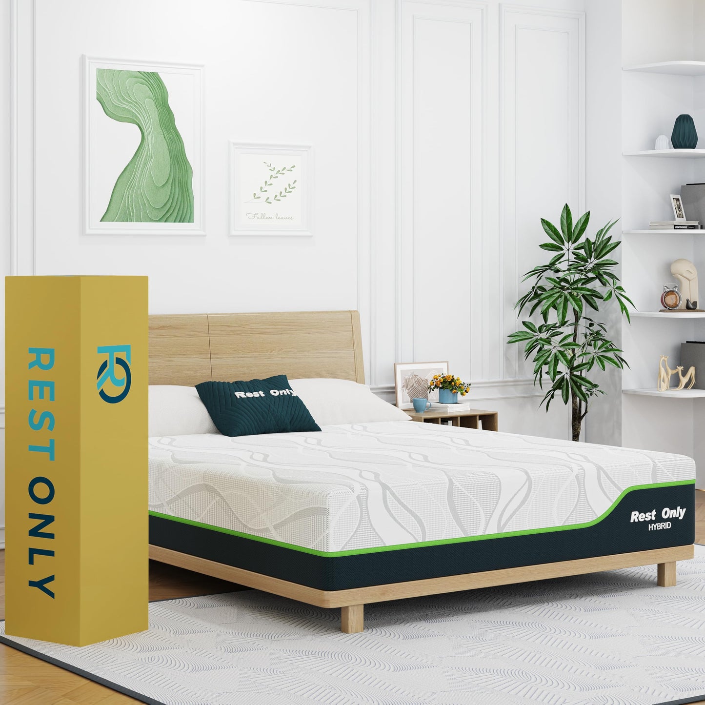 Queen Mattress 12 Inch,Rest Only Cooling Gel Memory Foam & Pocketed Coils Hybrid Mattress in a Box, Medium Firm for Pressure Relief and Motion Isolation