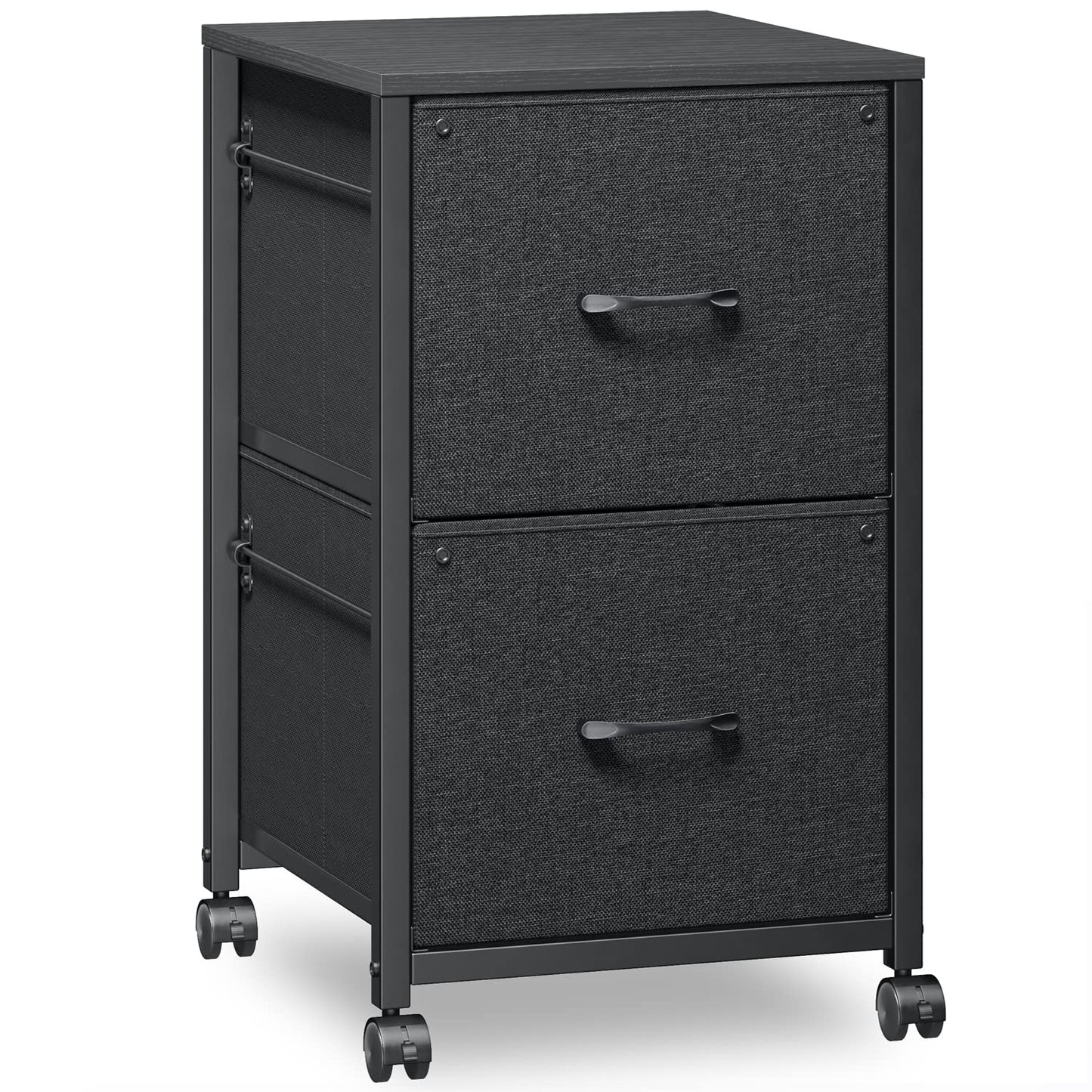 Raybee File Cabinet 2 Drawer Fabric Filing Cabinet Small Rolling Printer Stand Lateral Filing Cabinets Fits A4 Letter Legal Size for Home Office