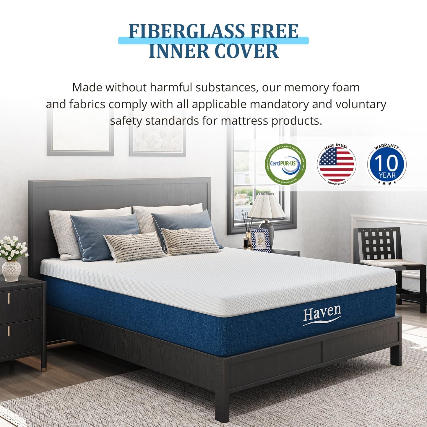 EGOHOME 12 Inch Queen Mattress, Memory Foam, Bed in a Box, Medium Firm Mattress for Back Pain Relief, Fiberglass Free, CertiPUR-US Certified, 60”x80”x12”, White