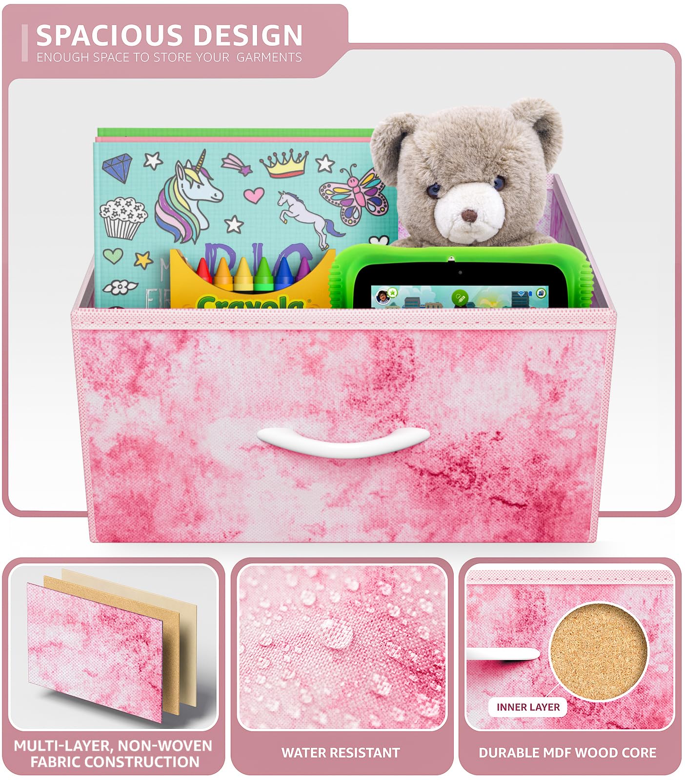 Sorbus 2 Drawer Shelf Storage Nightstand - Kids Bedside Furniture End Table Night Stand with Steel Frame Wood Top & Easy Pull Fabric Bins, Dresser & Chest for Home Bedroom Accessories Office & College