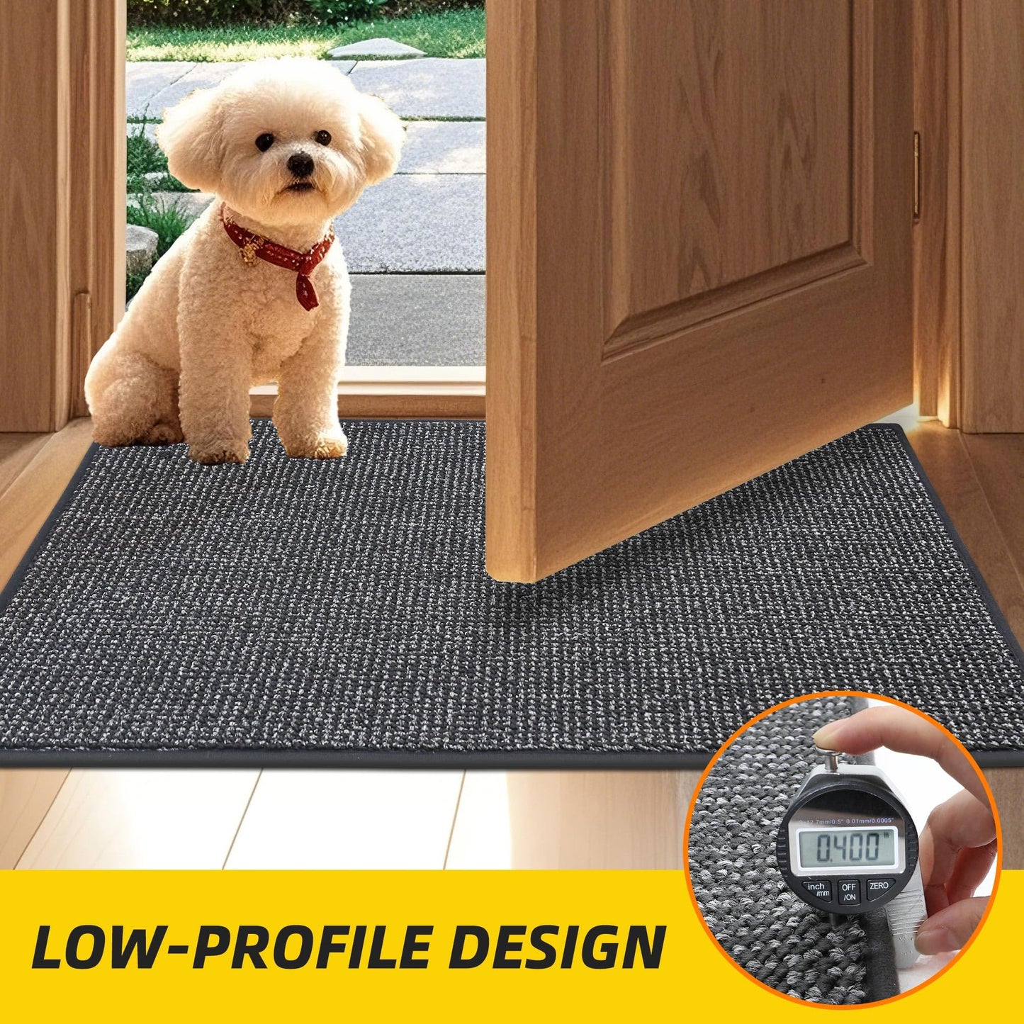 JSEI Dirt Trapper Door Mat 24"x36" Non-Slip Washable Entrance Mat, Dog Doormats, Absorbent & Fade-Resistant Floor Mats, Low Profile Welcome Mats for Entryway, Front Door, and Inside Entrance,Dark Grey