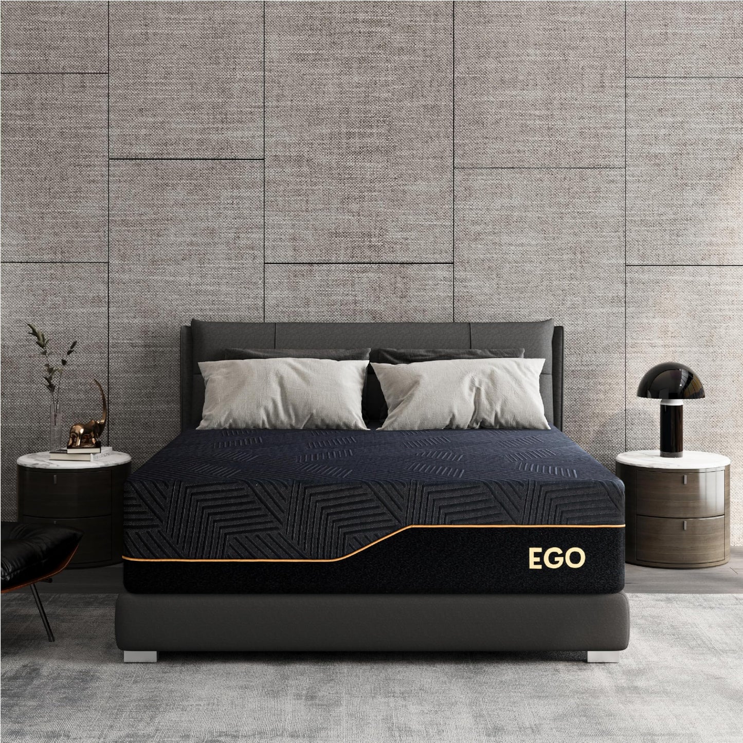 Dyonery Firm Queen 14 Inch Memory Foam Mattress in a Box, Cooling Knit Fabric Cover, Copper Memory Foam, Made in The USA of US Foam, CertiPUR-US Certified, 80”x60”, Black