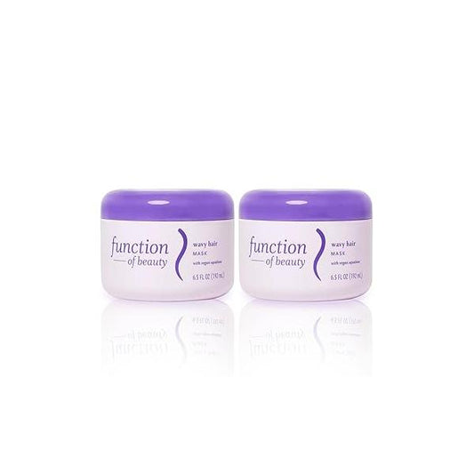 FUNCTION OF BEAUTY Hair Mask for Wavy Hair, 6.5 oz Each (2-Pack) - Deep Conditioning Formula With Argan Oil to Restore Shine & Vegan Squalane Prevent Breakage, Customizable Haircare